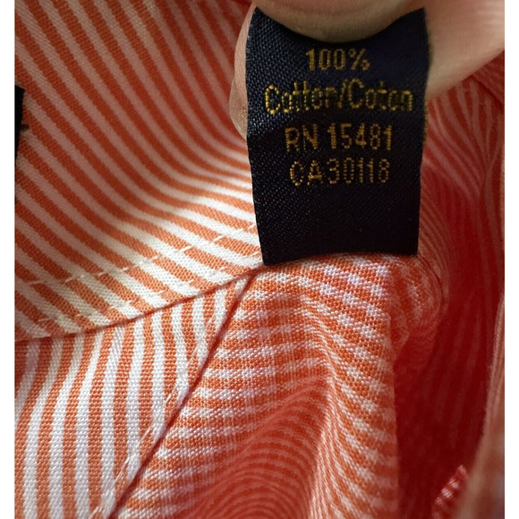 Tommy Hilfiger TLC Lifetime Collar, Button Up Shirt, Small Check, Red/Peach - Picture 5 of 13
